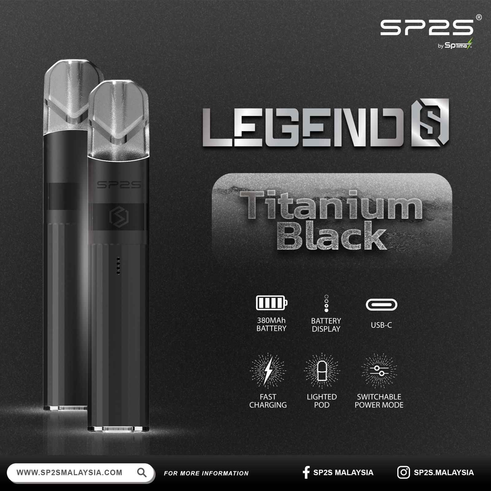 SP2S新款傳奇主機 一代通用  電鍍鈦色電子菸桿