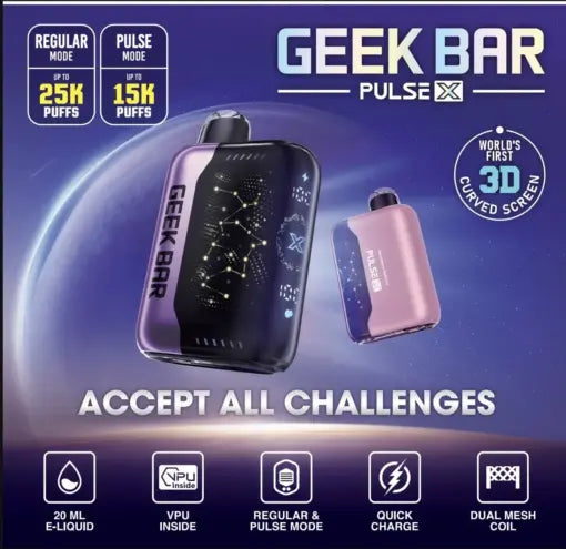 美國 GEEK BAR Pulse X 25000口拋棄式 雙模式調節 3D熒幕